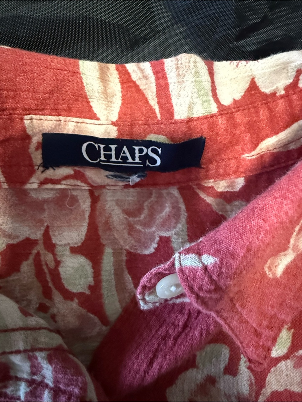 Chaps Red Tropical Floral Button-DownLong Sleeve Shirt Estimated Size XXL - Picture 7 of 8